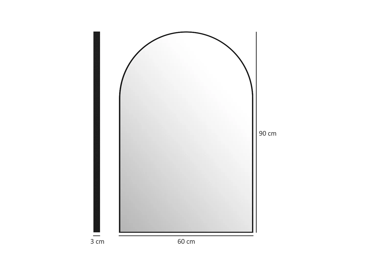 Specchio bagno ad arco 60x90 cm in lega di alluminio nero