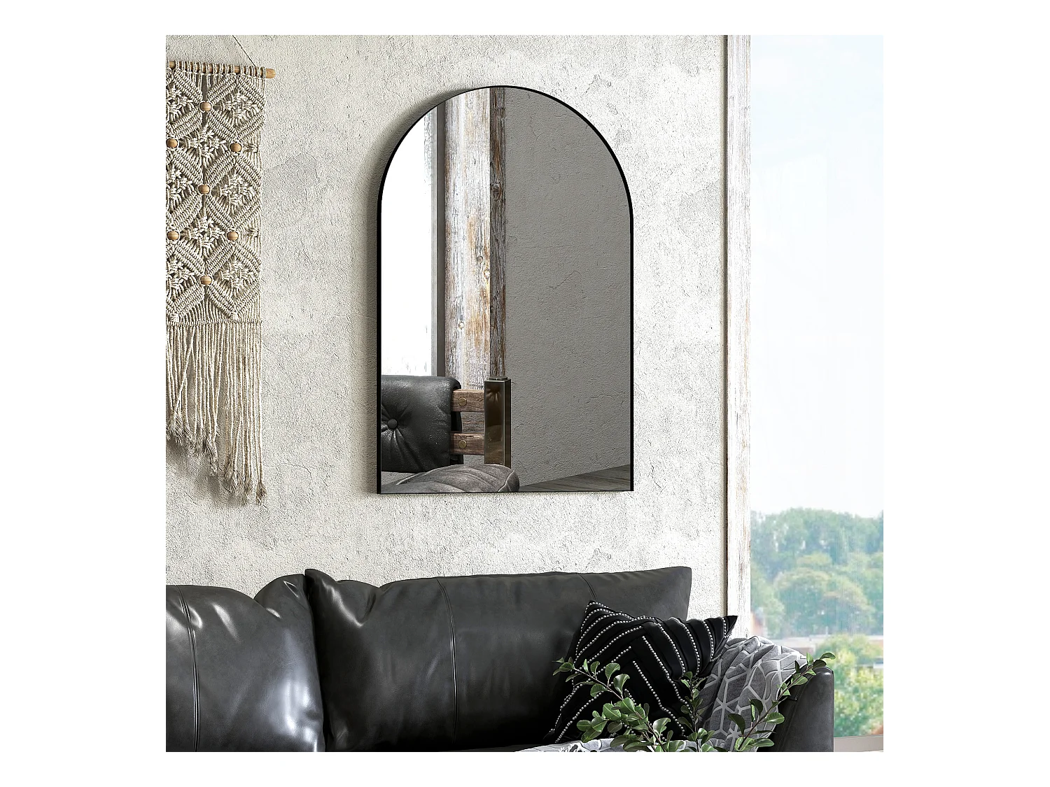 Specchio bagno ad arco 60x90 cm in lega di alluminio nero