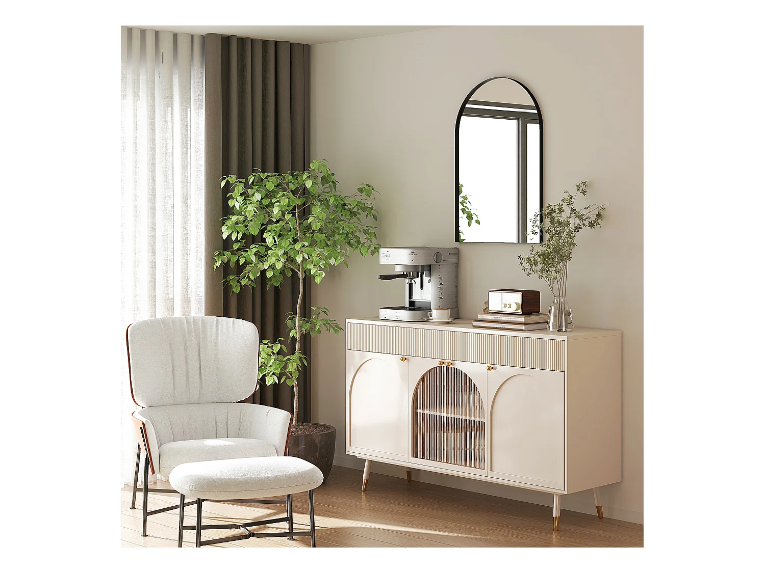 Specchio bagno ad arco 60x90 cm in lega di alluminio nero