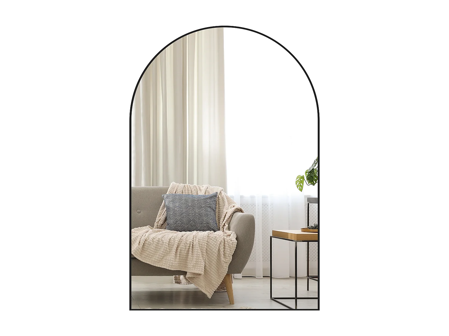 Specchio bagno ad arco 60x90 cm in lega di alluminio nero