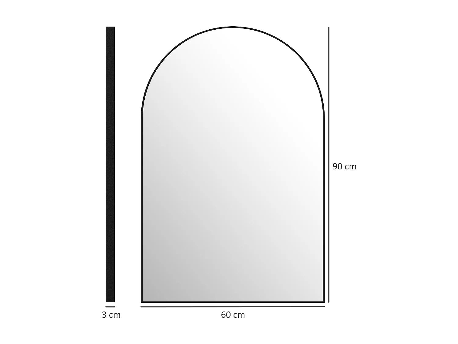 Specchio bagno ad arco 60x90 cm in lega di alluminio nero