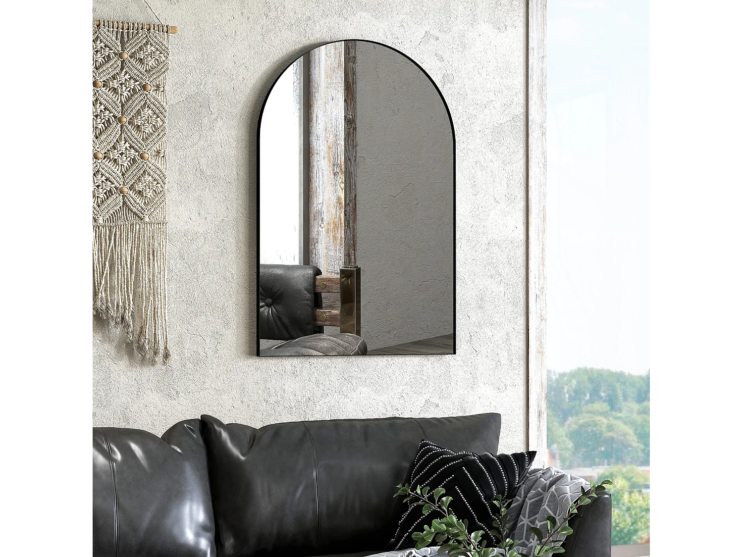 Specchio bagno ad arco 60x90 cm in lega di alluminio nero