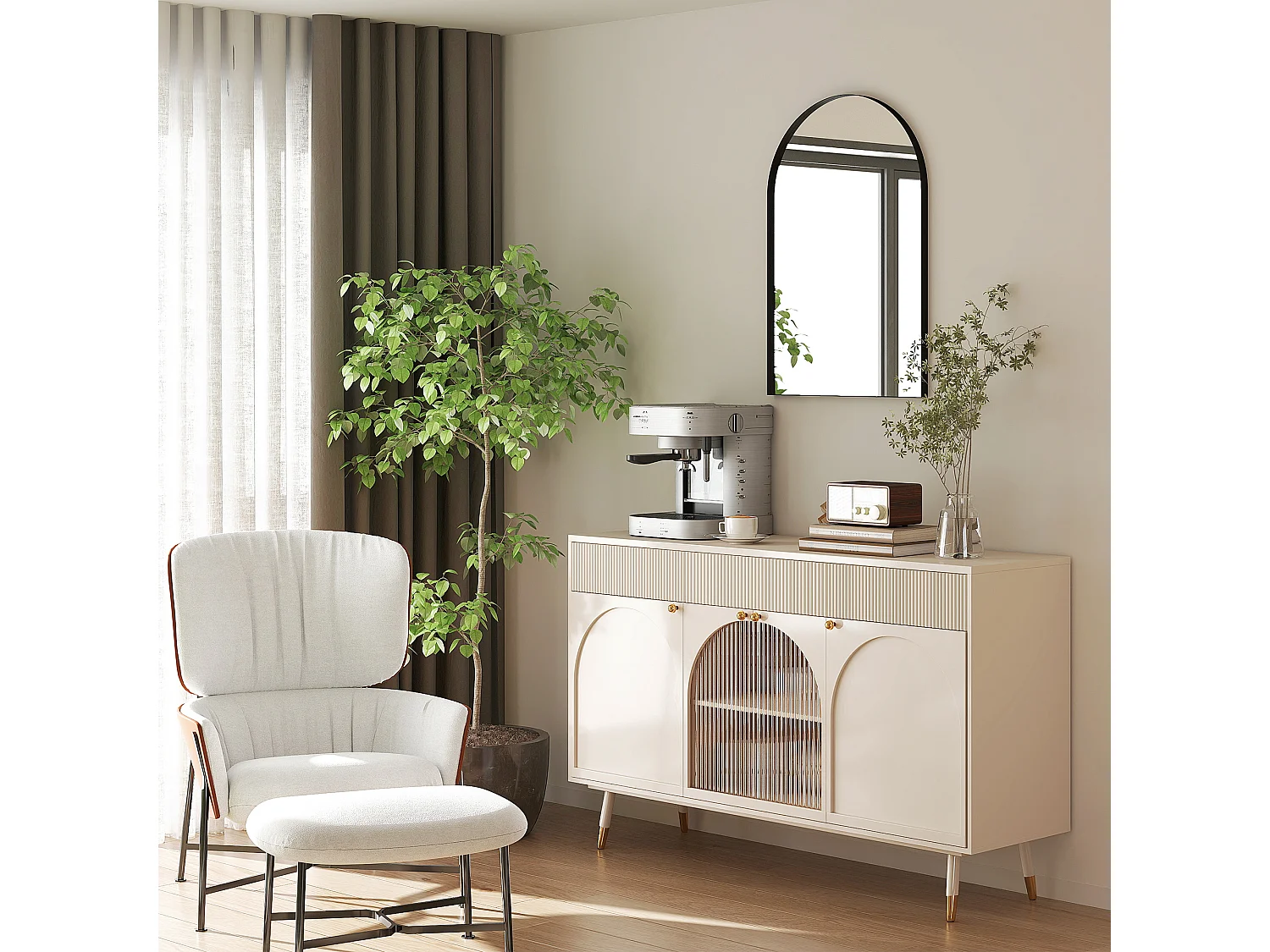 Specchio bagno ad arco 60x90 cm in lega di alluminio nero