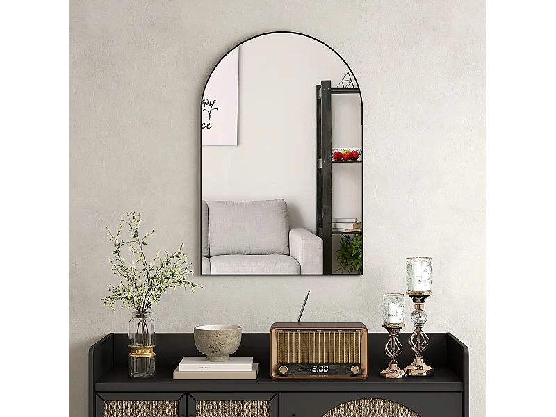 Specchio bagno ad arco 60x90 cm in lega di alluminio nero