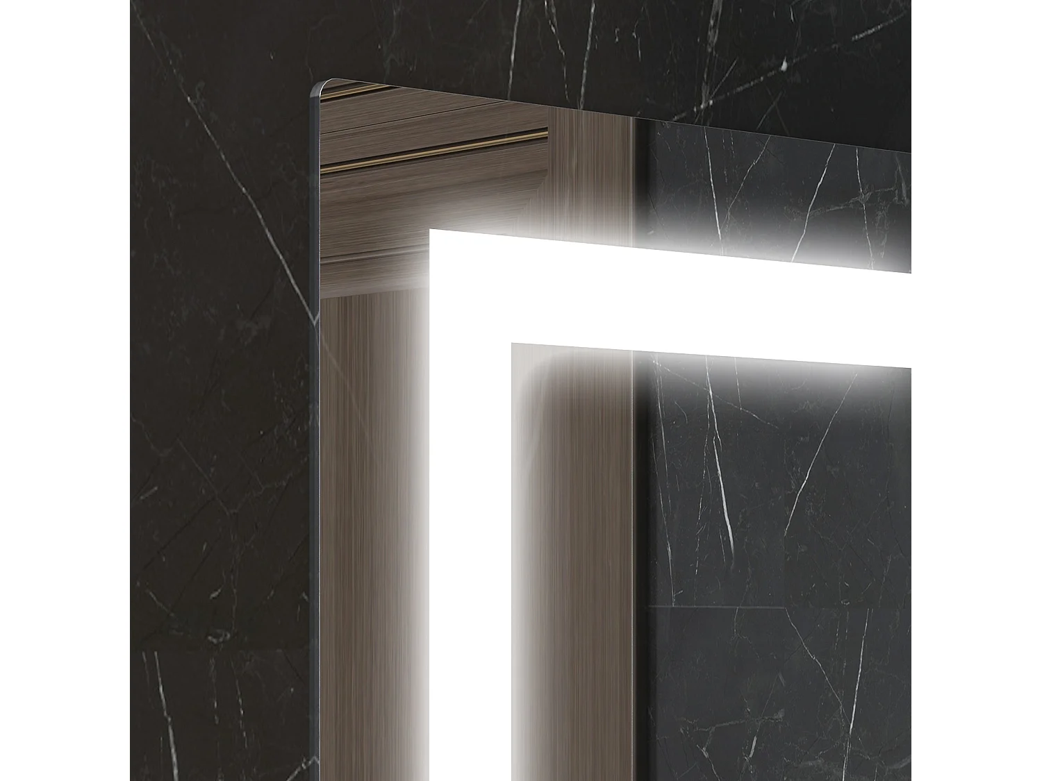 Specchio da bagno con luci led e mensola in vetro 50x12x70 cm argento