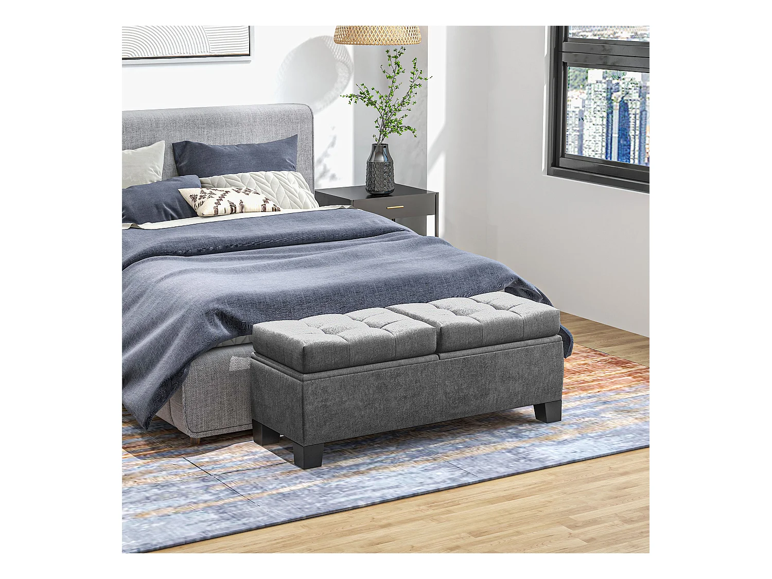 Panca contenitore fondoletto trapuntata grigio