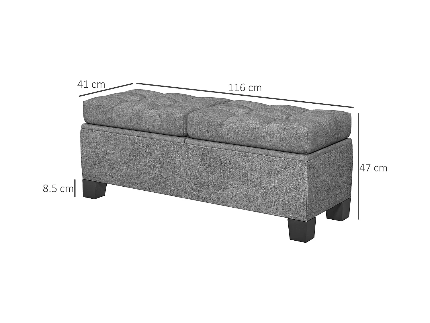 Panca contenitore fondoletto trapuntata grigio