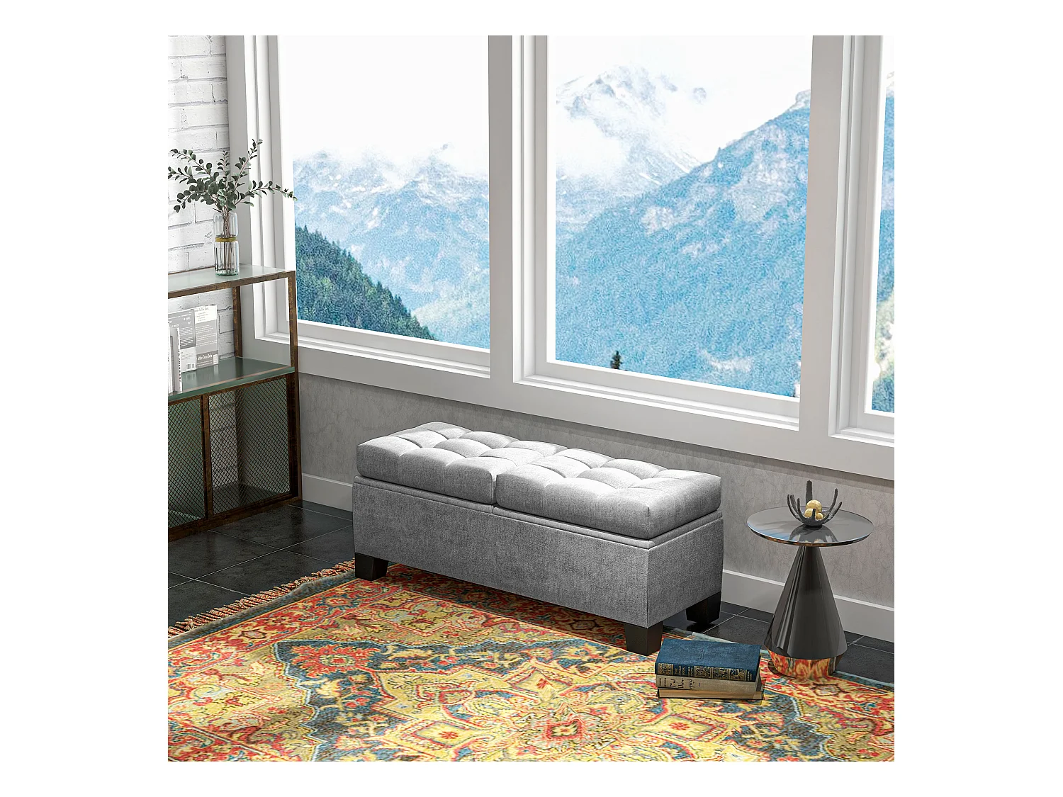 Panca contenitore fondoletto trapuntata grigio