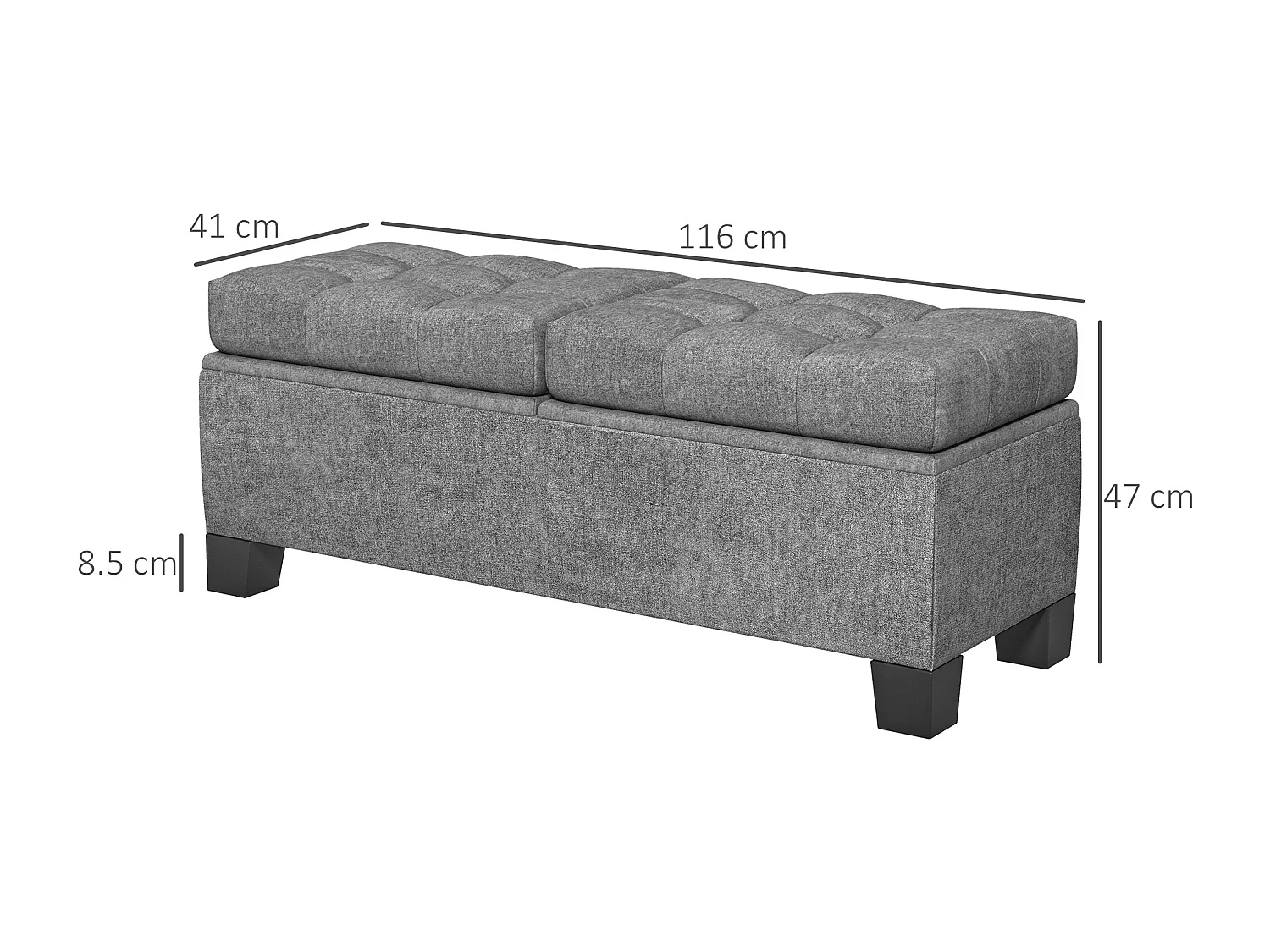 Panca contenitore fondoletto trapuntata grigio