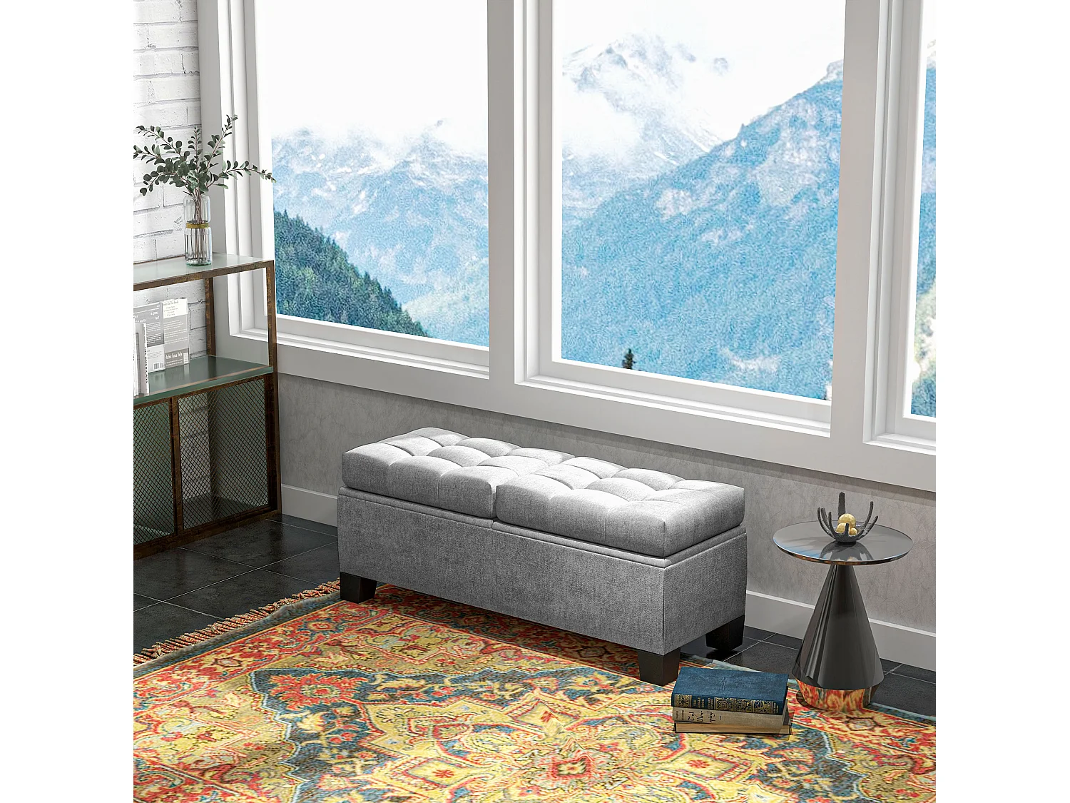 Panca contenitore fondoletto trapuntata grigio