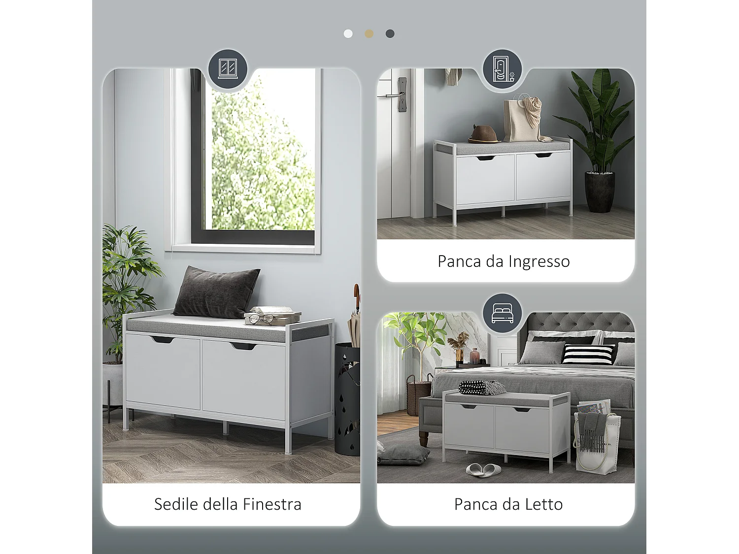 Panca scarpiera a 2 armadietti con cuscino 84x35x50 cm bianco