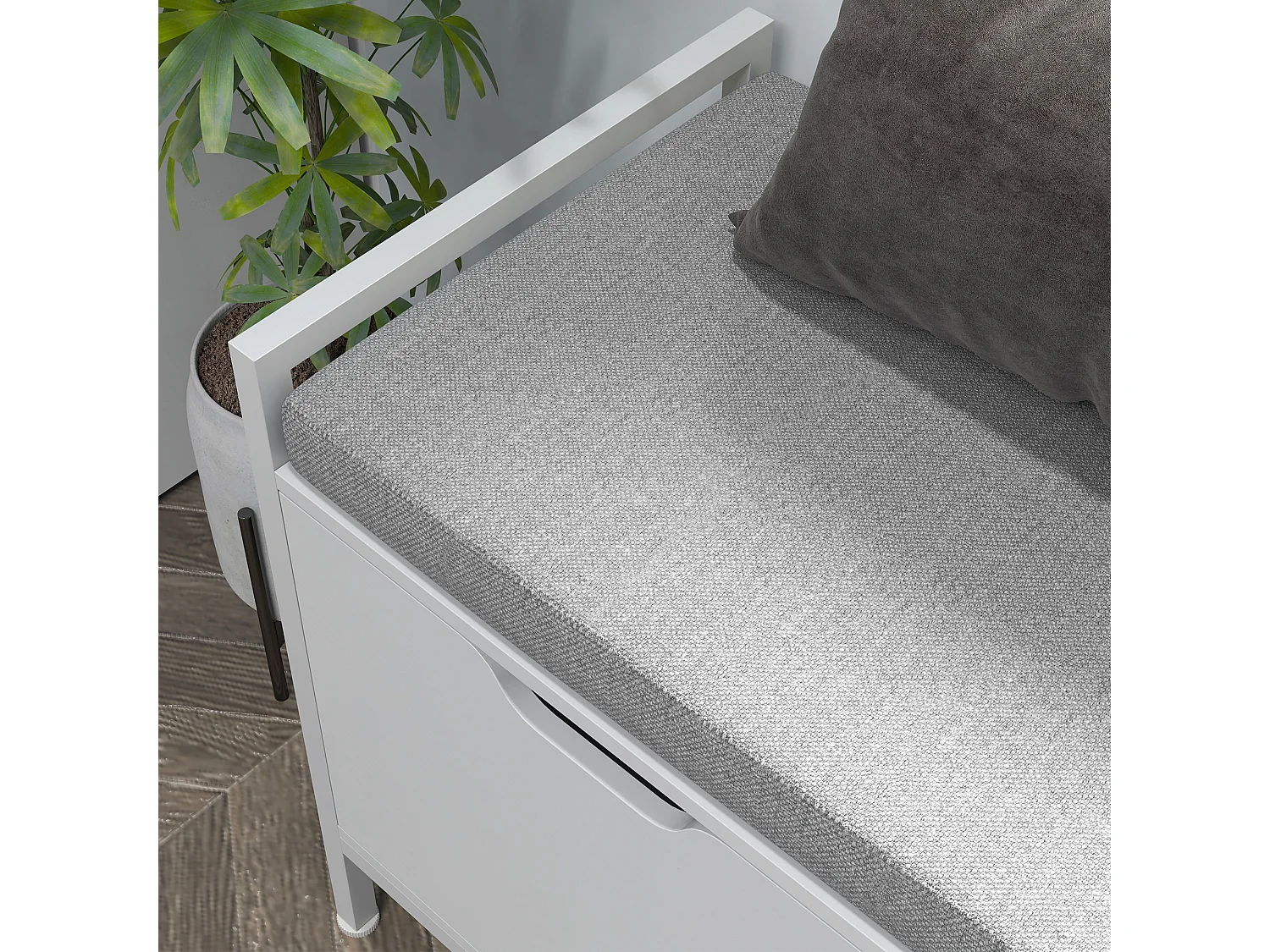 Panca scarpiera a 2 armadietti con cuscino 84x35x50 cm bianco