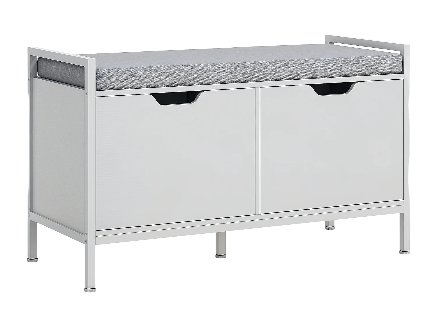 Panca scarpiera a 2 armadietti con cuscino 84x35x50 cm bianco