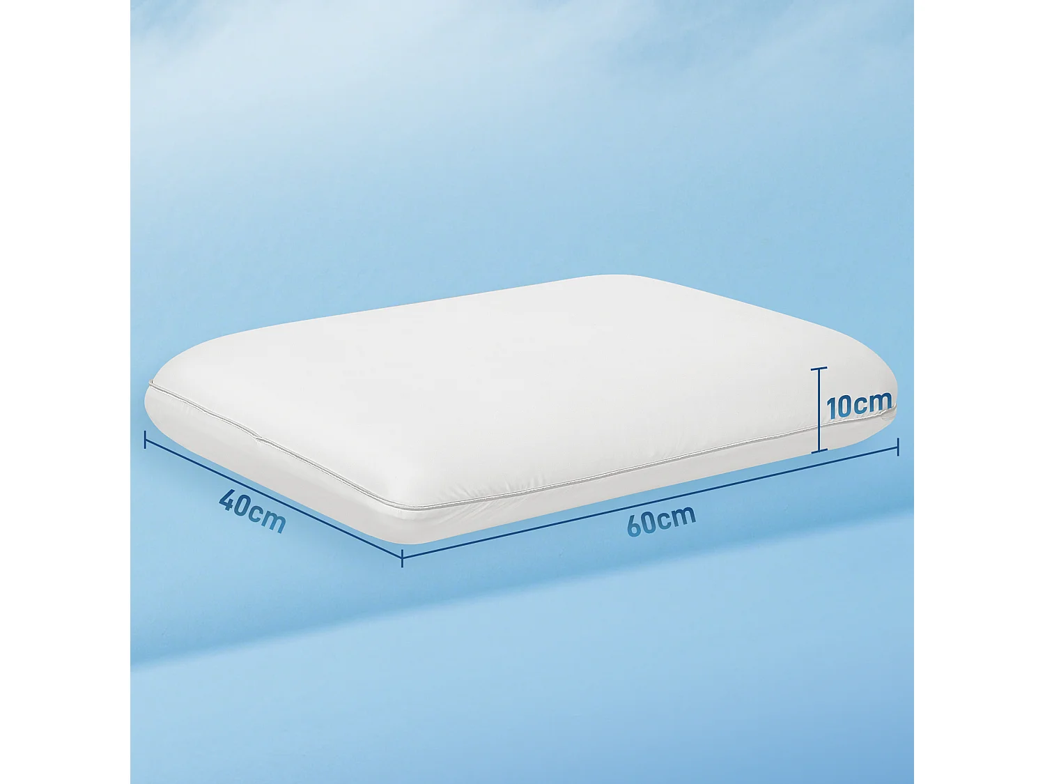 Cuscino memory foam con copertura rimovibile 60x40x10 cm crema