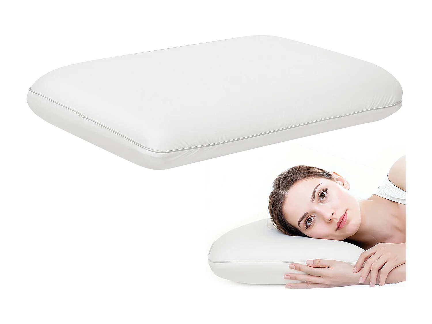 Cuscino memory foam con copertura rimovibile 60x40x10 cm crema
