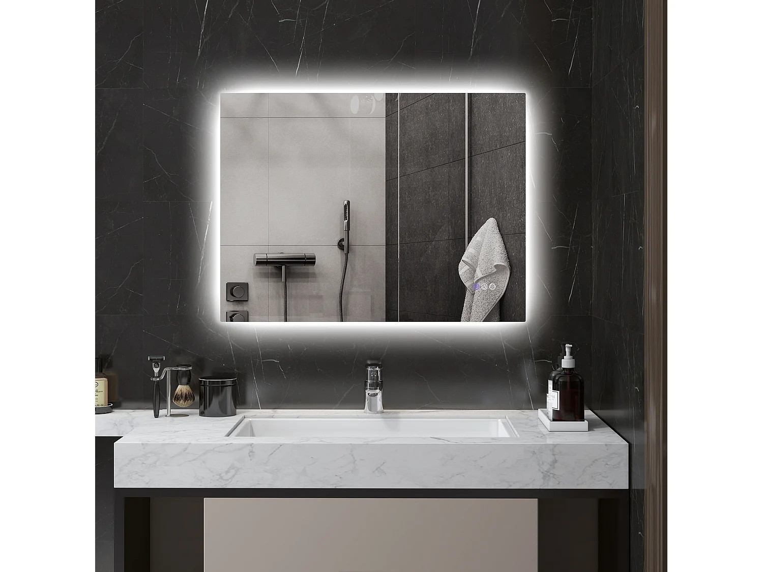 Specchio da bagno con luminosità e colore regolabili 80x60x4 cm