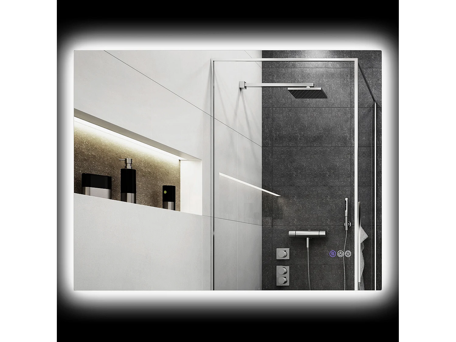 Specchio da bagno con luminosità e colore regolabili 80x60x4 cm