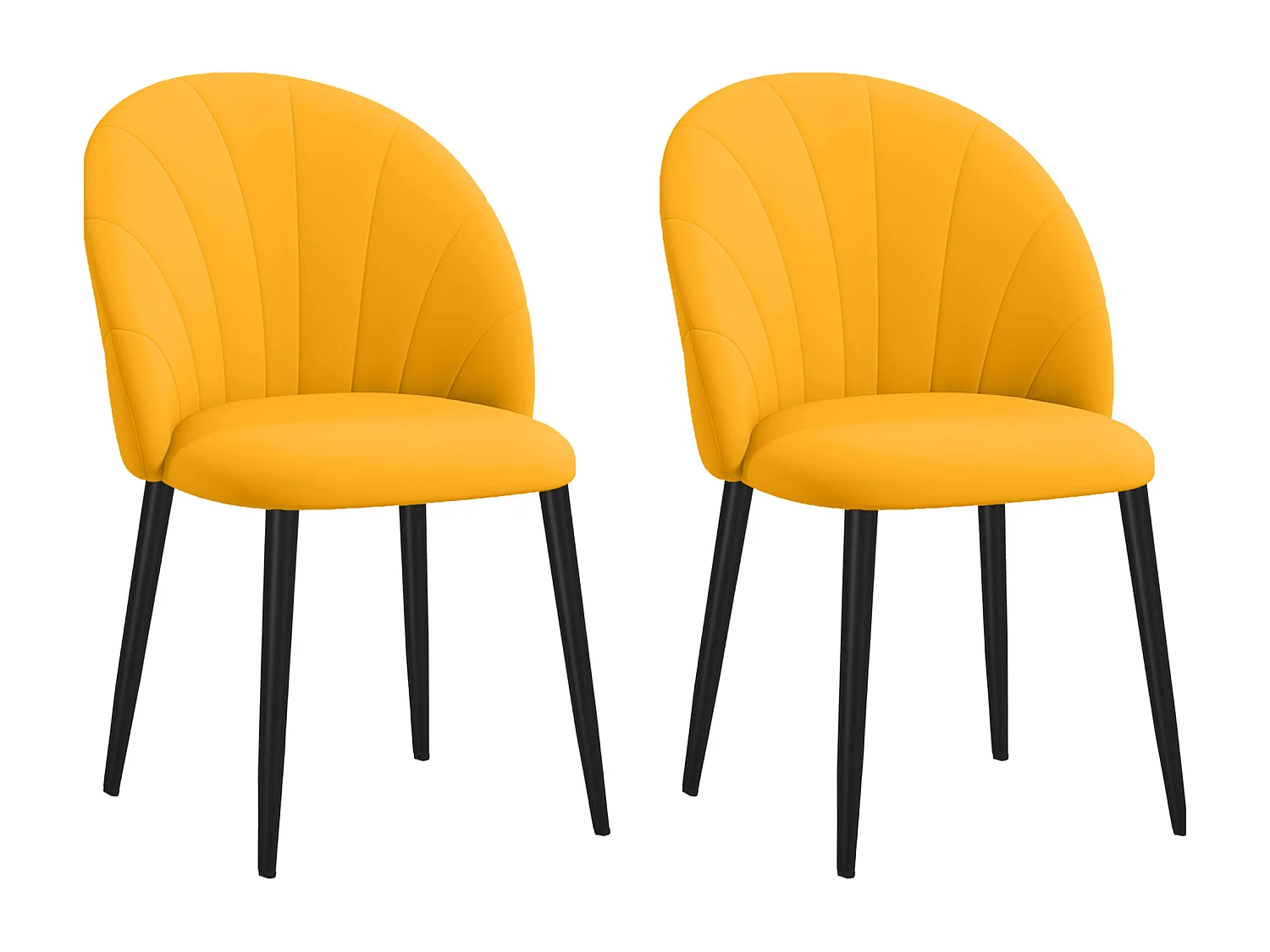 Set 2 sedie da cucina imbottite design nordico giallo e nero