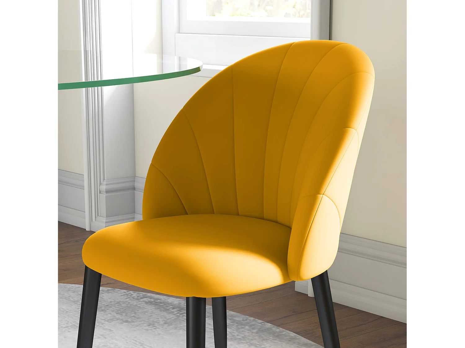 Set 2 sedie da cucina imbottite design nordico giallo e nero