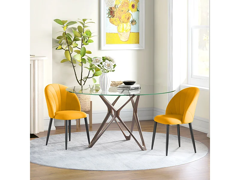 Set 2 sedie da cucina imbottite design nordico giallo e nero