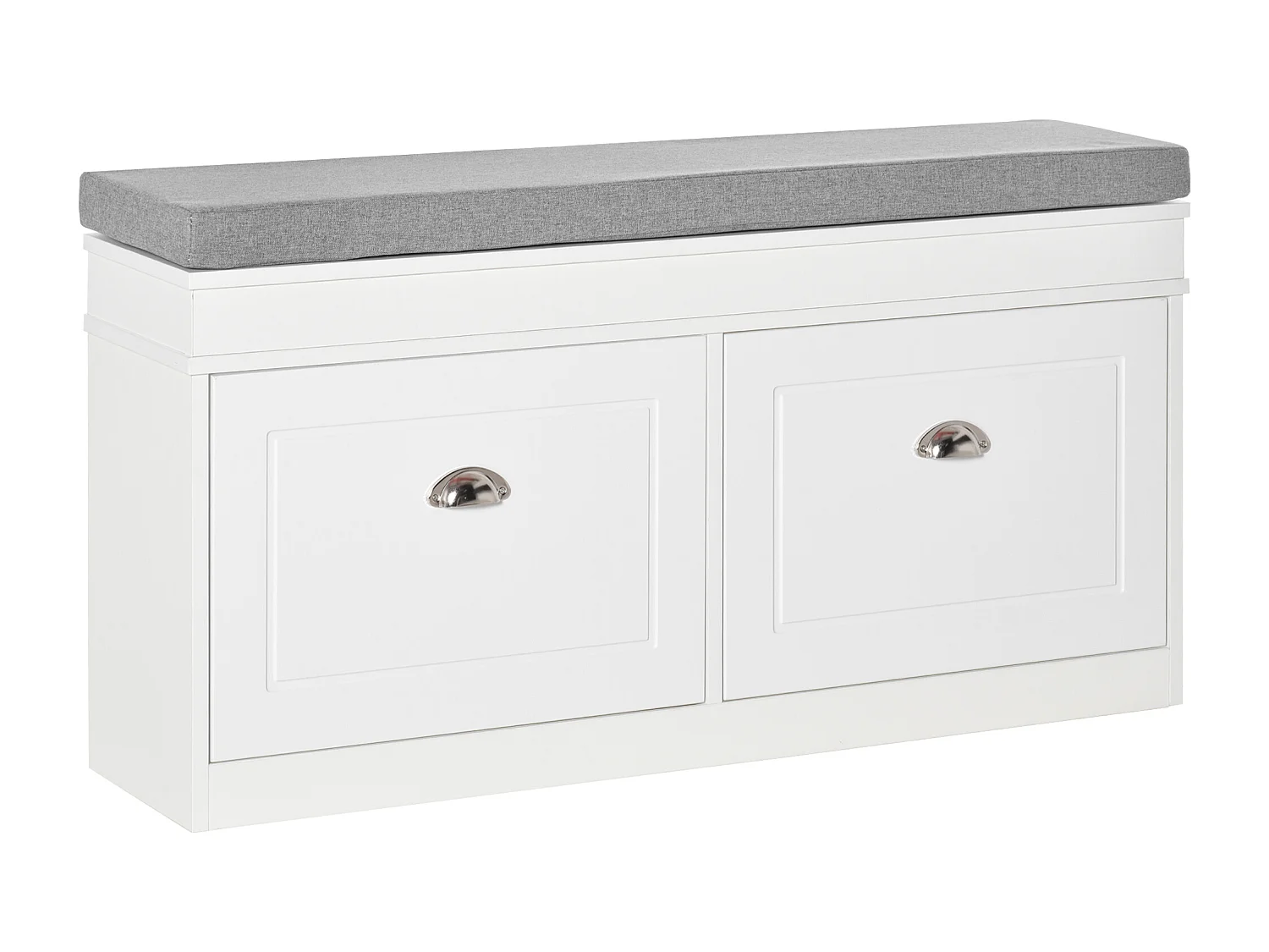 Panca scarpiera con cuscino 2 cassetti per 8 scarpe 104x24x55cm