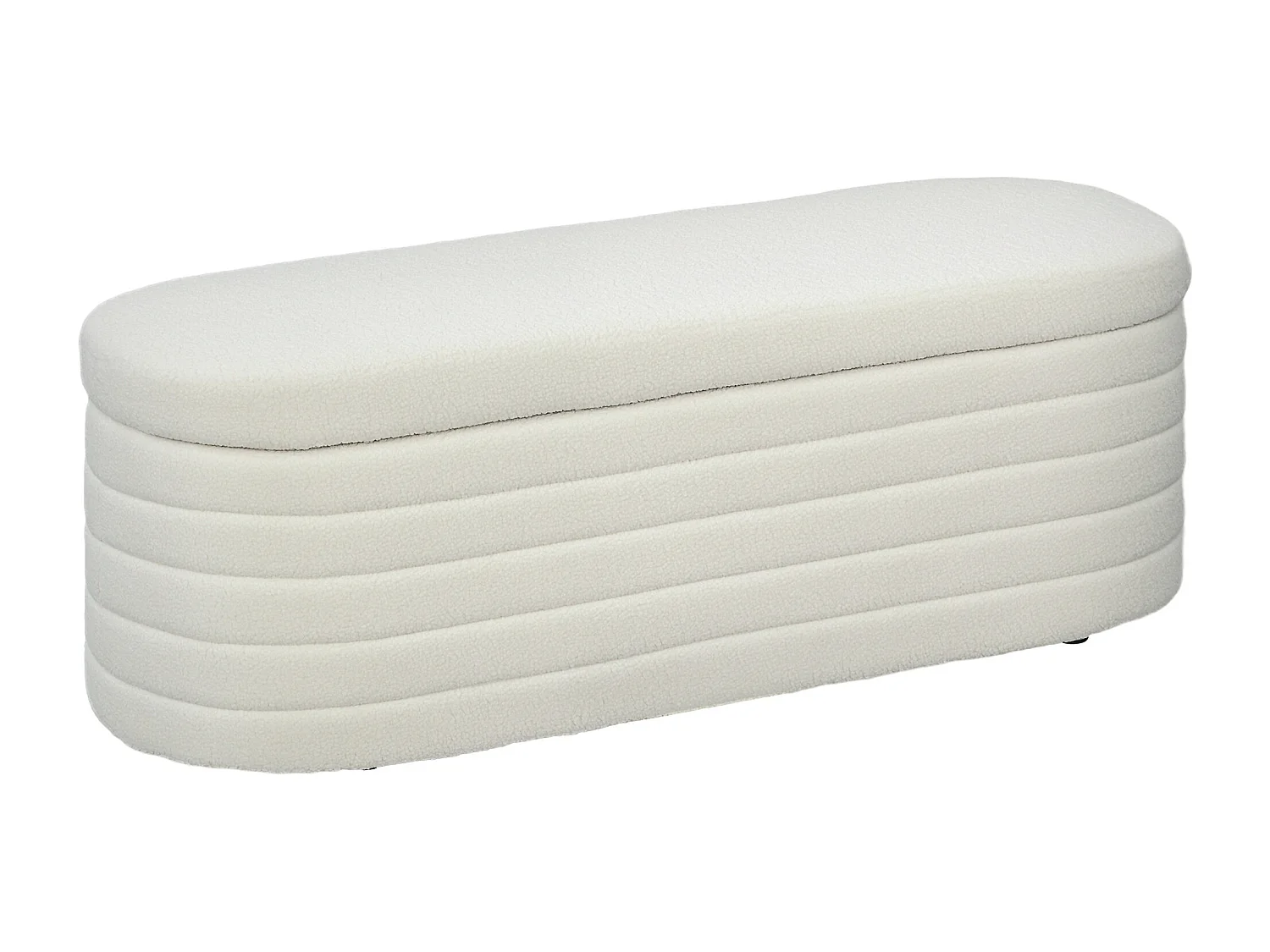 Panca fondo letto con contenitore in tessuto teddy bianco crema
