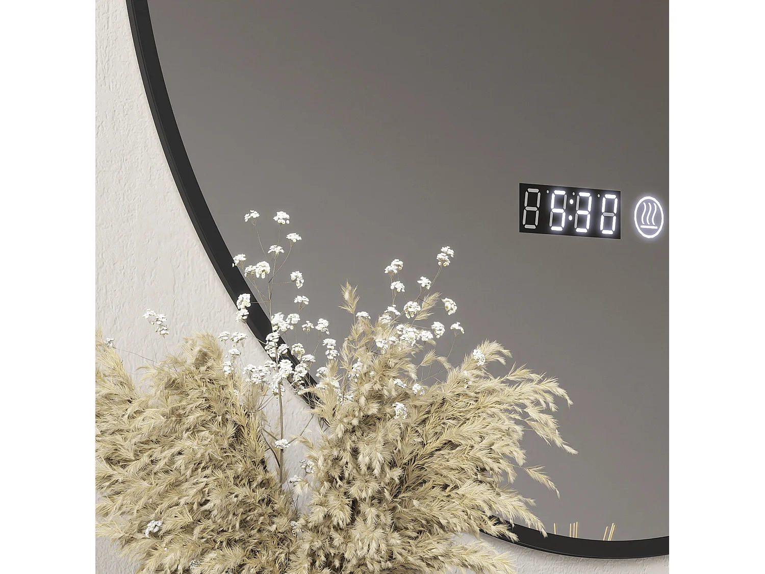 Specchio bagno con luce led regolabile e antinebbia Ø70 cm nero