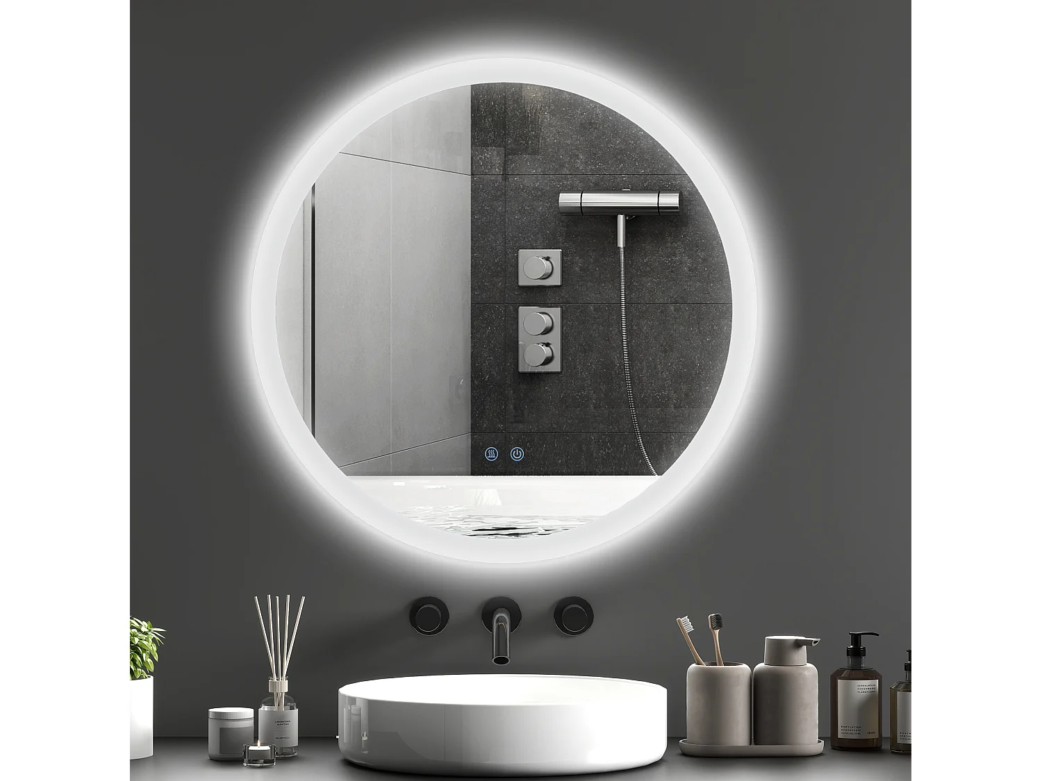 Specchio bagno led a 3 colori con luminosità regolabile