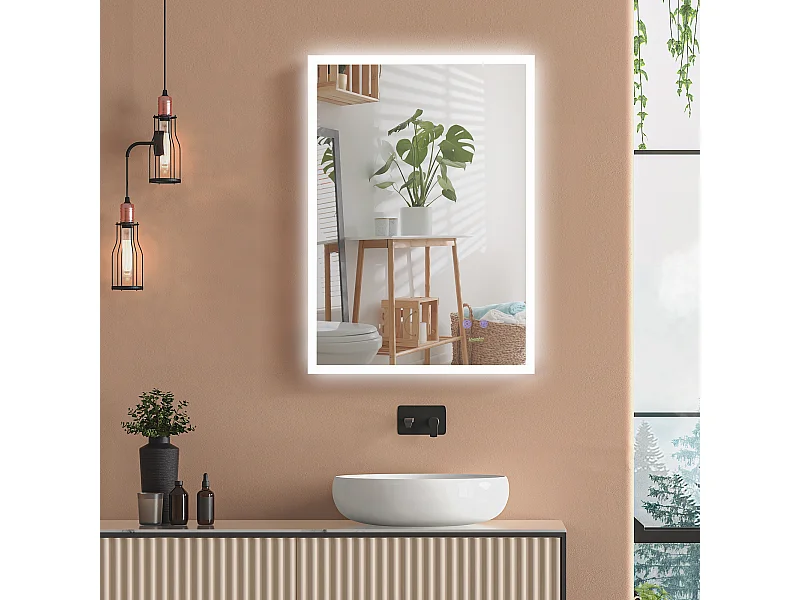Specchio bagno con luce led tasti touch e anti-appannamento