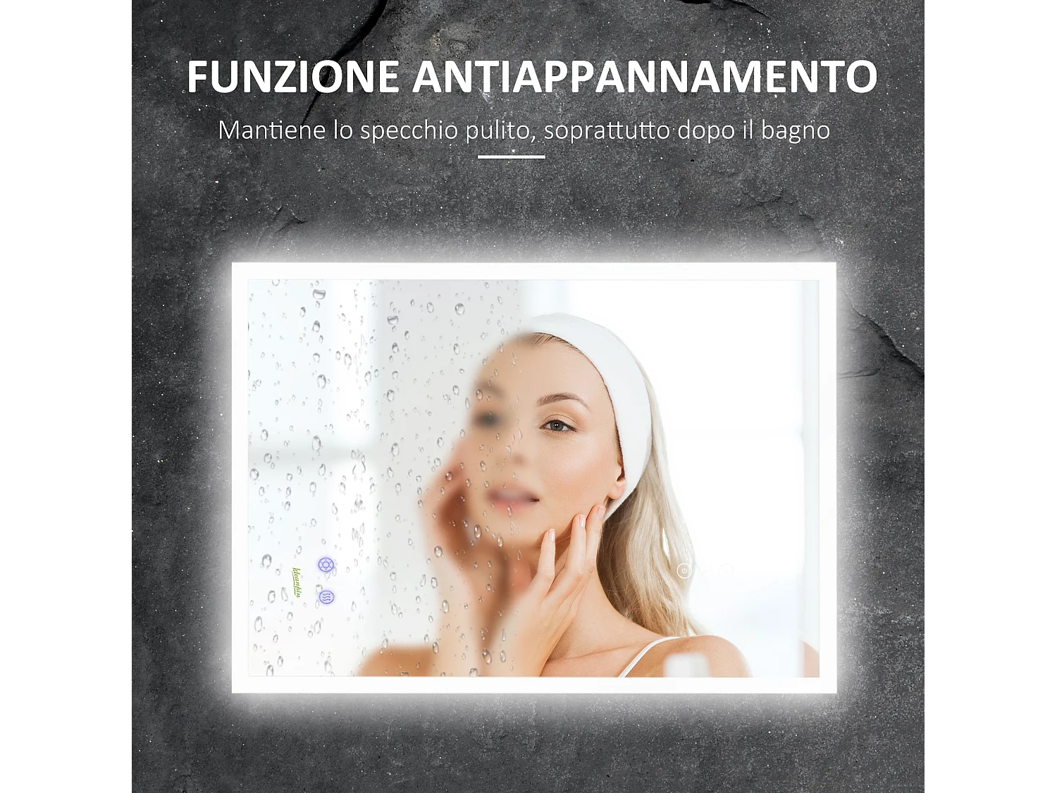 Specchio bagno con luce led tasti touch e anti-appannamento
