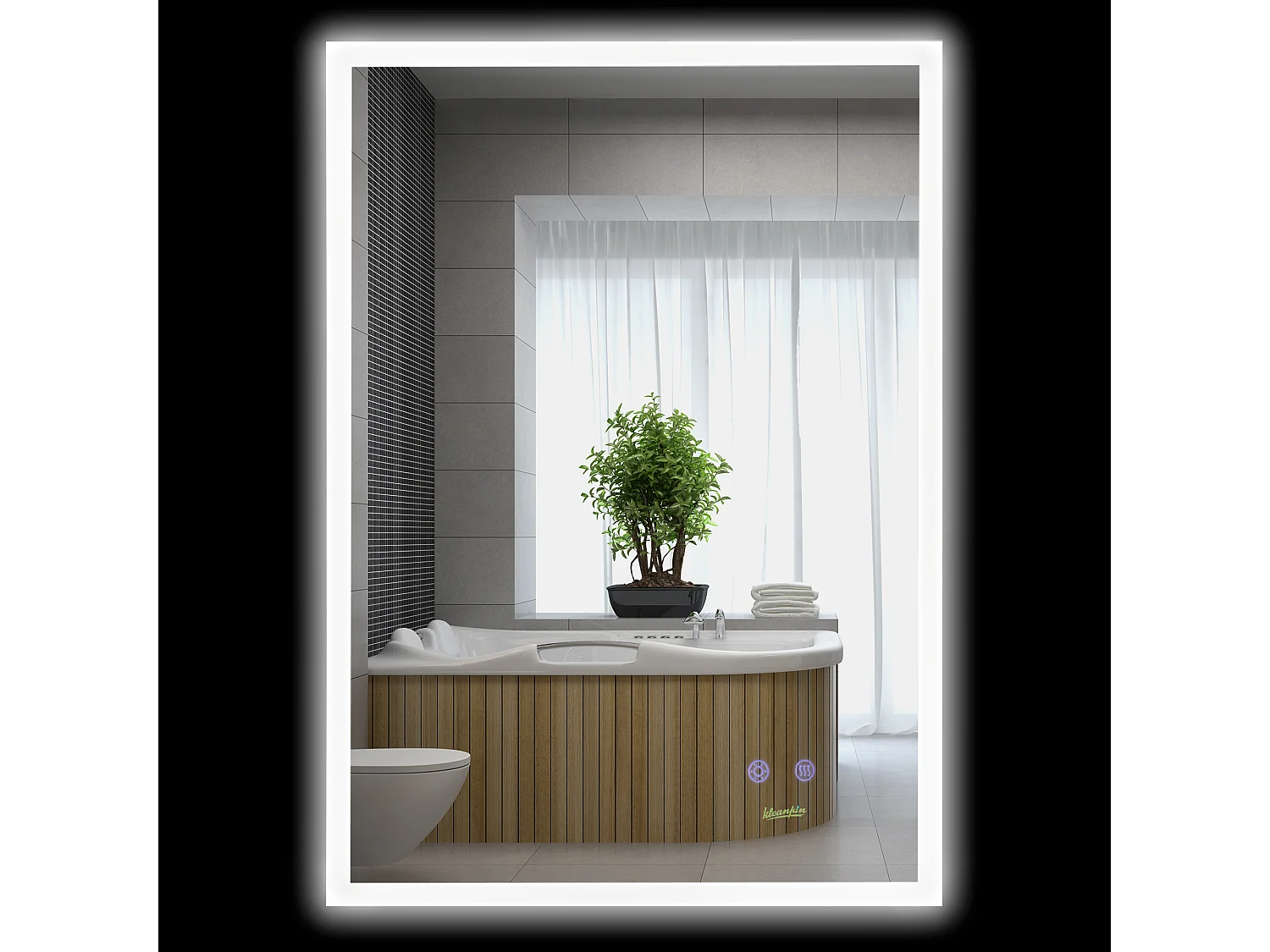 Specchio bagno con luce led tasti touch e anti-appannamento