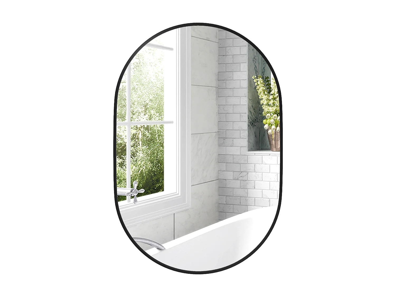 Specchio da bagno ovale a parete in alluminio 60x90cm nero