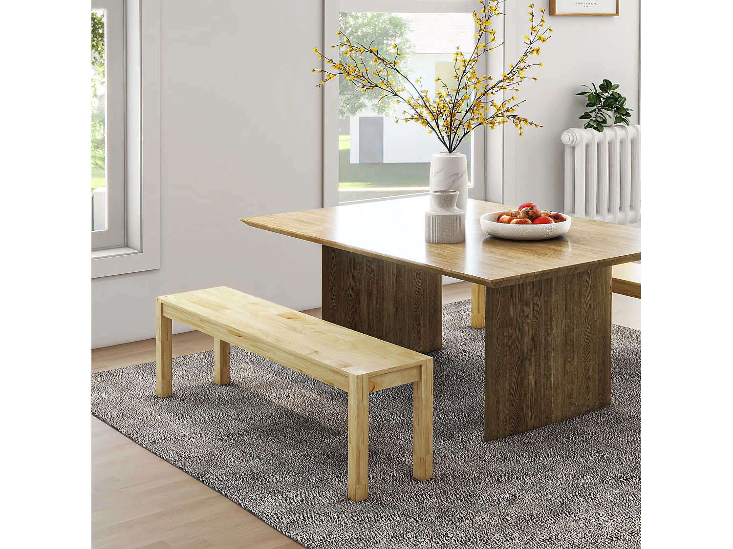 Panca da cucina per 3 persone in legno di pino 150lx33x45cm