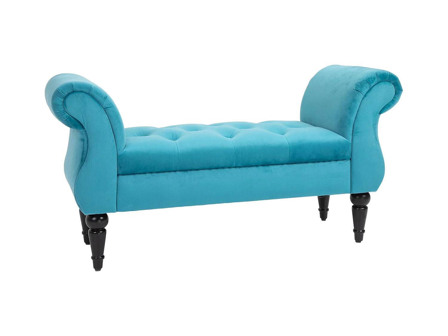 Panca fondoletto azzurra rétro imbottita con braccioli 117x40x58 cm