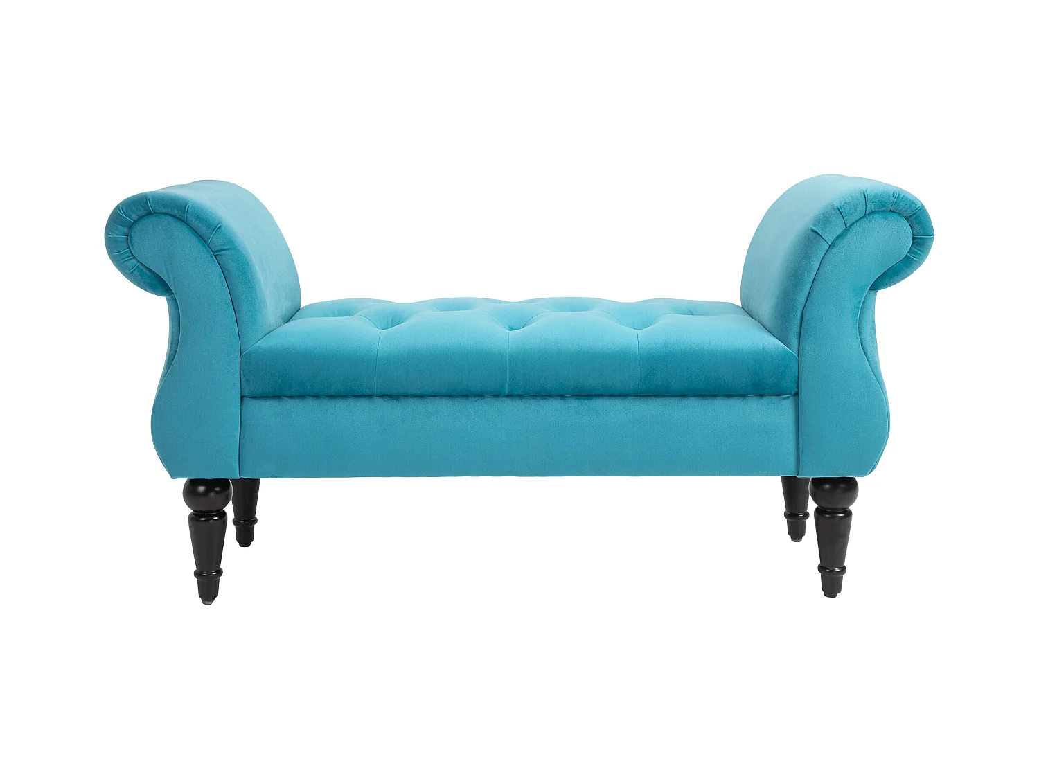 Panca fondoletto azzurra rétro imbottita con braccioli 117x40x58 cm