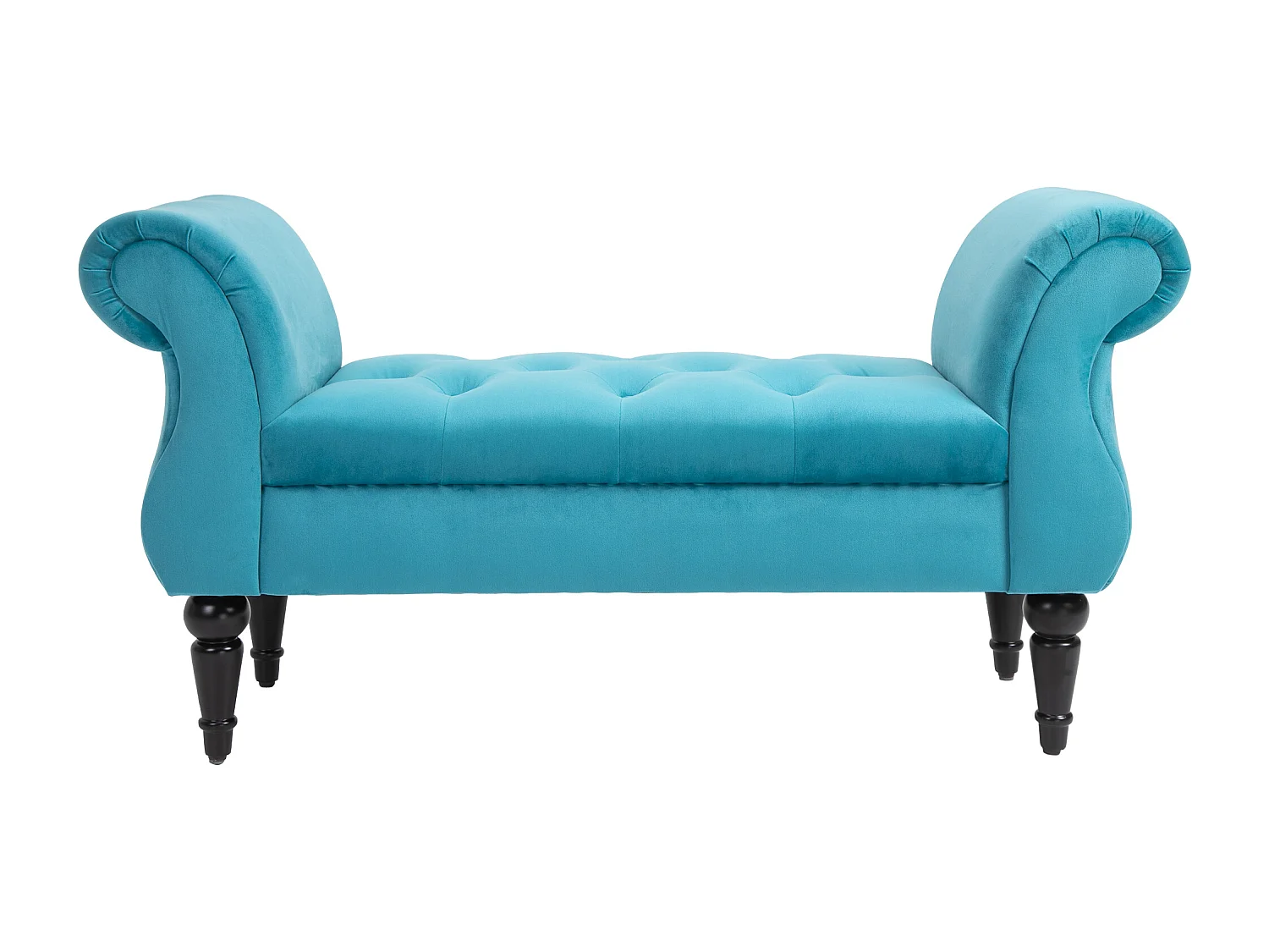 Panca fondoletto azzurra rétro imbottita con braccioli 117x40x58 cm