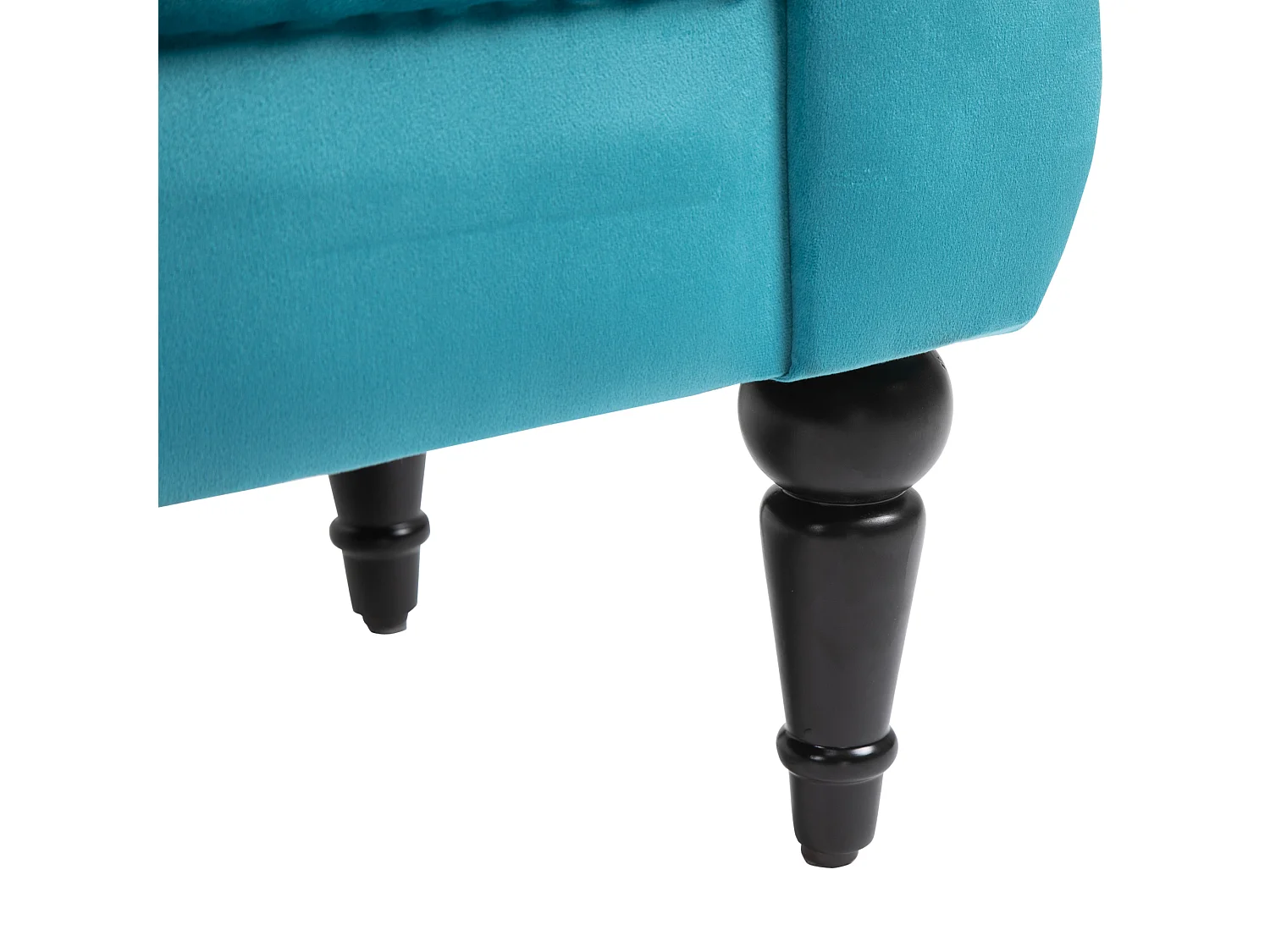 Panca fondoletto azzurra rétro imbottita con braccioli 117x40x58 cm