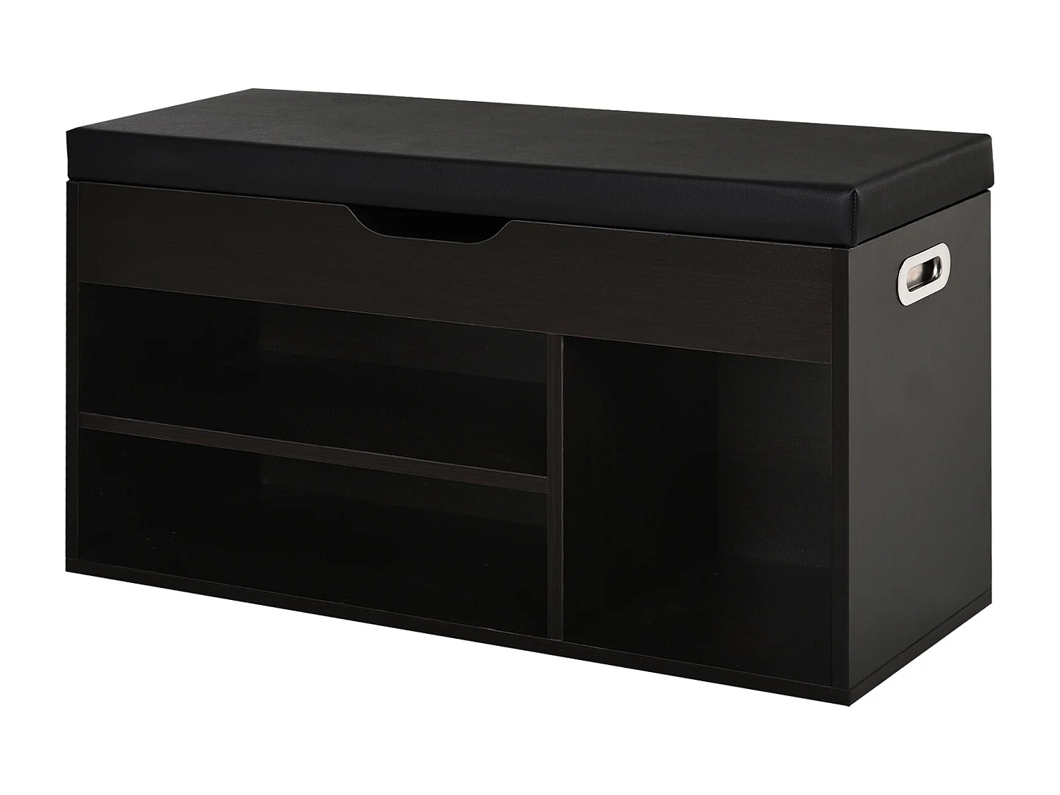 Mobile scarpiera salvaspazio con panca contenitore e vani aperti nero