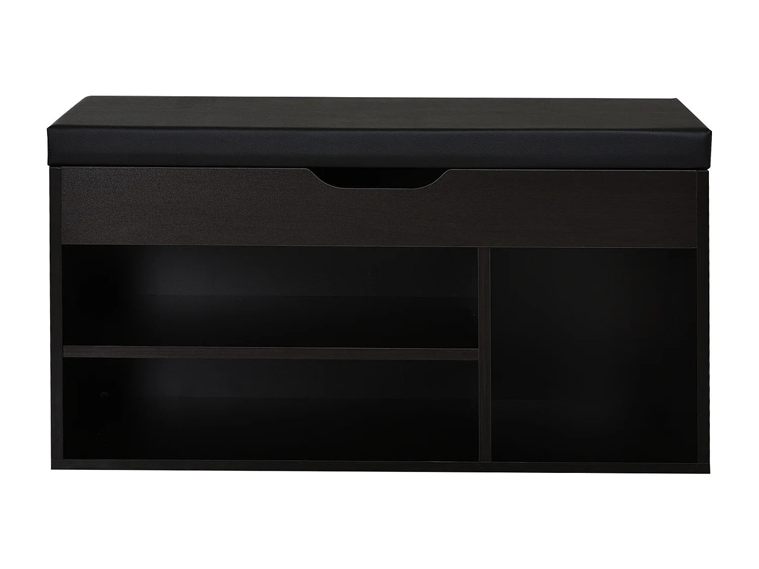 Mobile scarpiera salvaspazio con panca contenitore e vani aperti nero