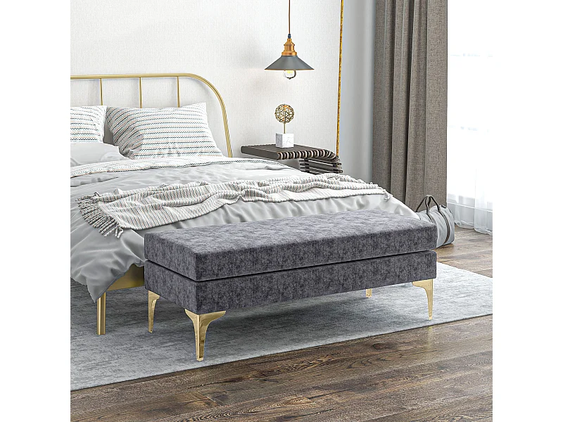 Panca fondo letto vellutata a 2 strati grigio scuro e oro