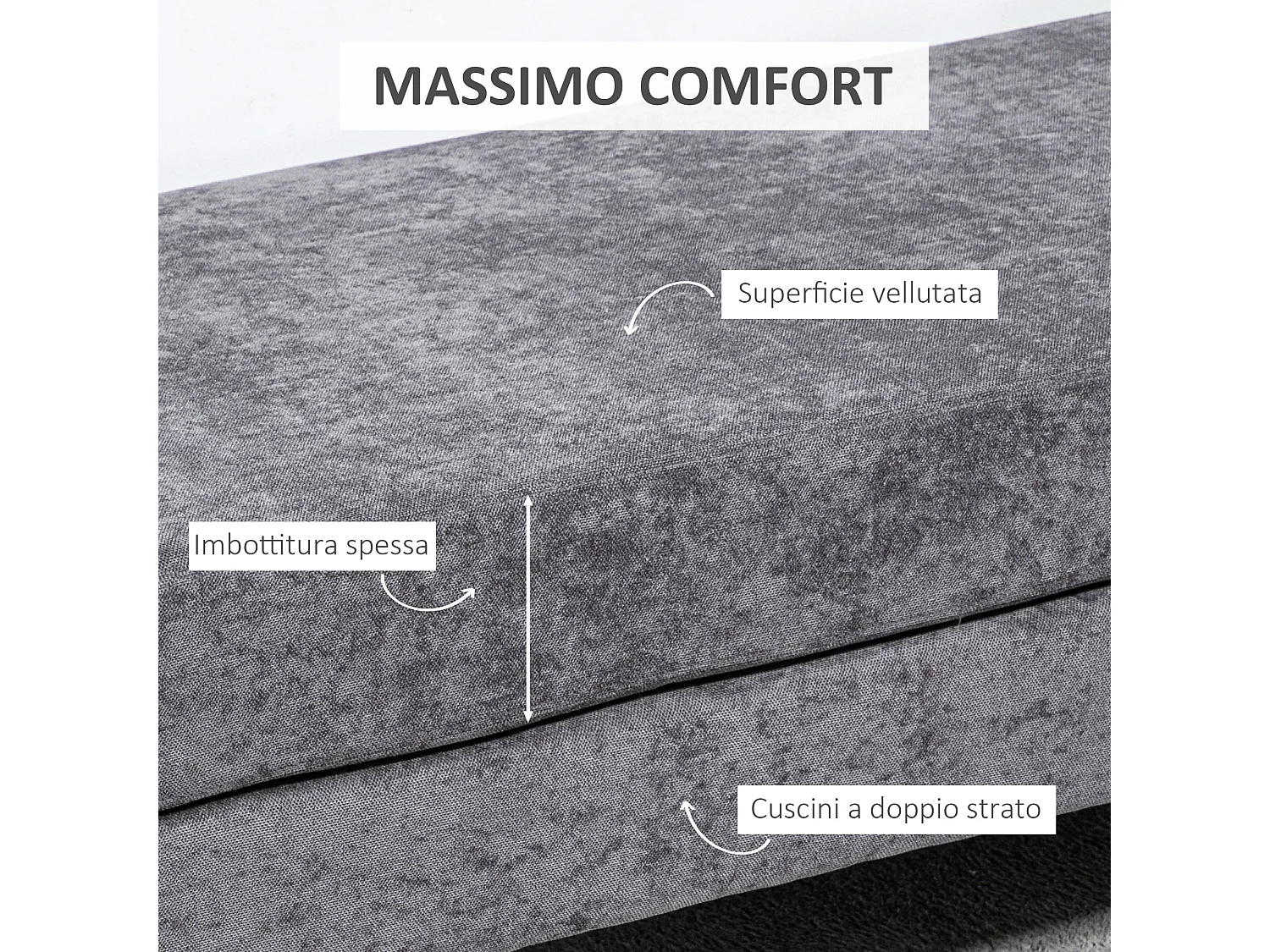 Panca fondo letto vellutata a 2 strati grigio scuro e oro