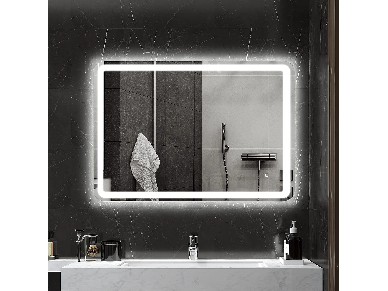 Specchio bagno touch con luce led e antiappannamento 70x100 cm