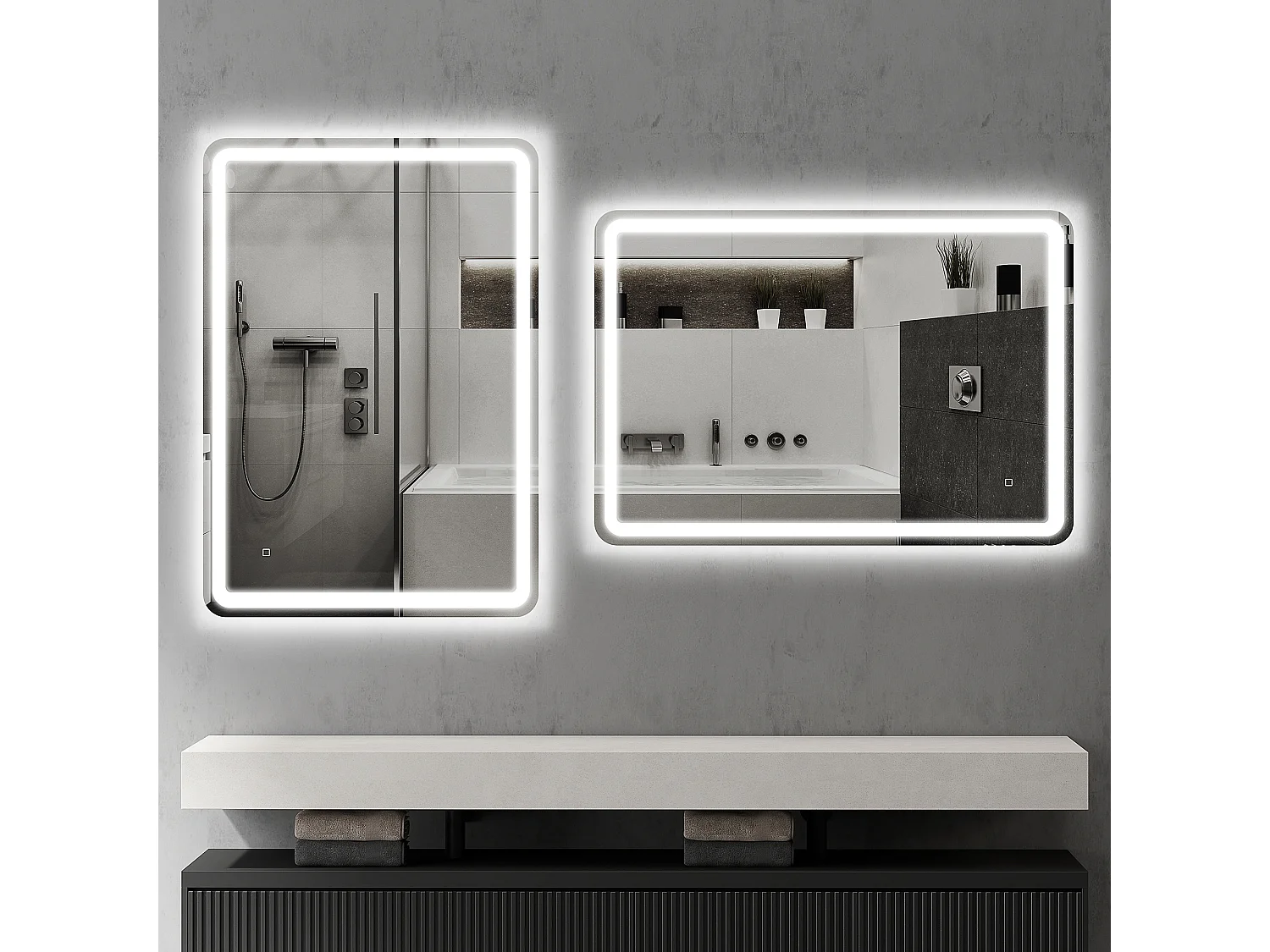 Specchio bagno touch con luce led e antiappannamento 70x100 cm