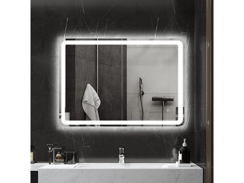 Specchio bagno touch con luce led e antiappannamento 70x100 cm