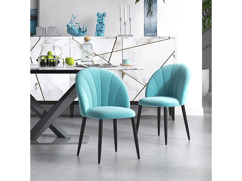 Sedie da salotto sala da pranzo imbottite tessuto verde chiaro