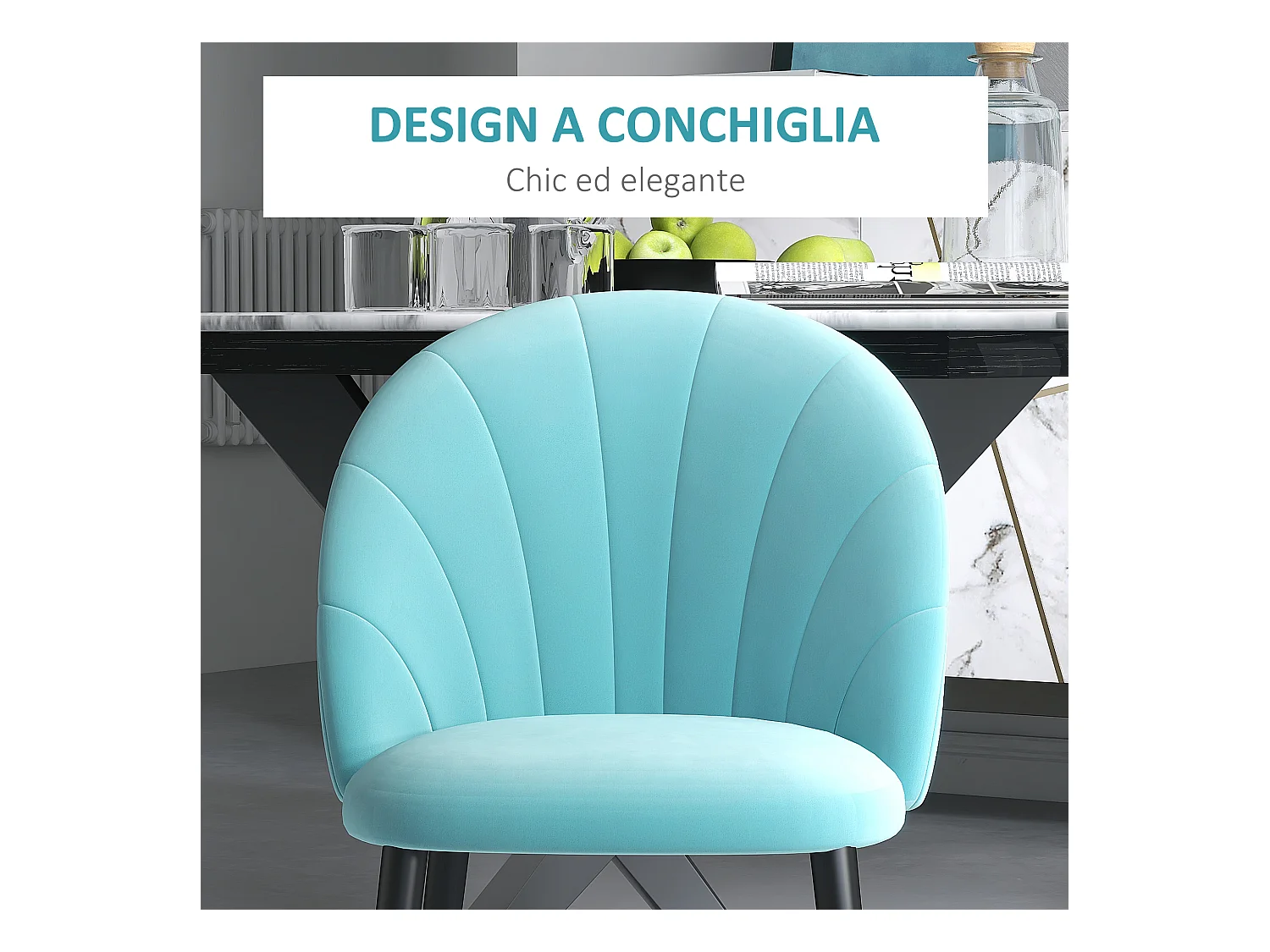 Sedie da salotto sala da pranzo imbottite tessuto verde chiaro