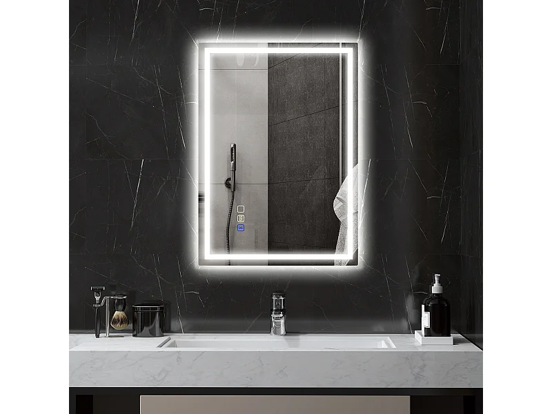 Specchio bagno antiappannante con led e speaker bluetooth 50x70cm