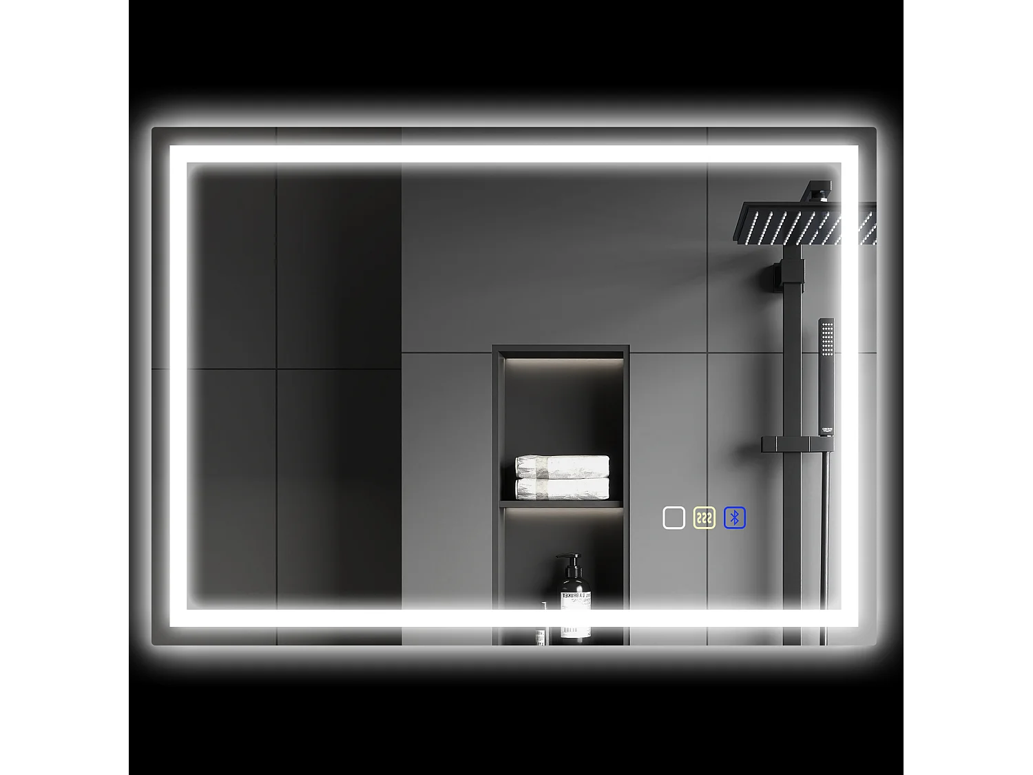Specchio bagno antiappannante con led e speaker bluetooth 50x70cm