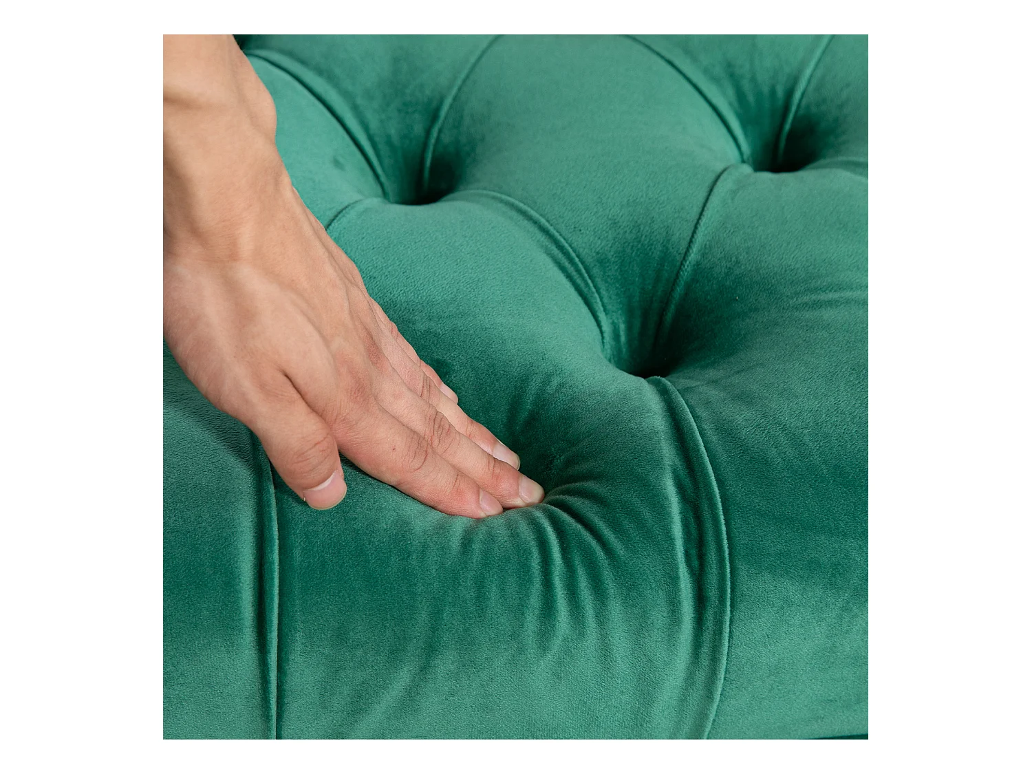 Panca fondo letto in tessuto effetto velluto trapuntato verde scuro