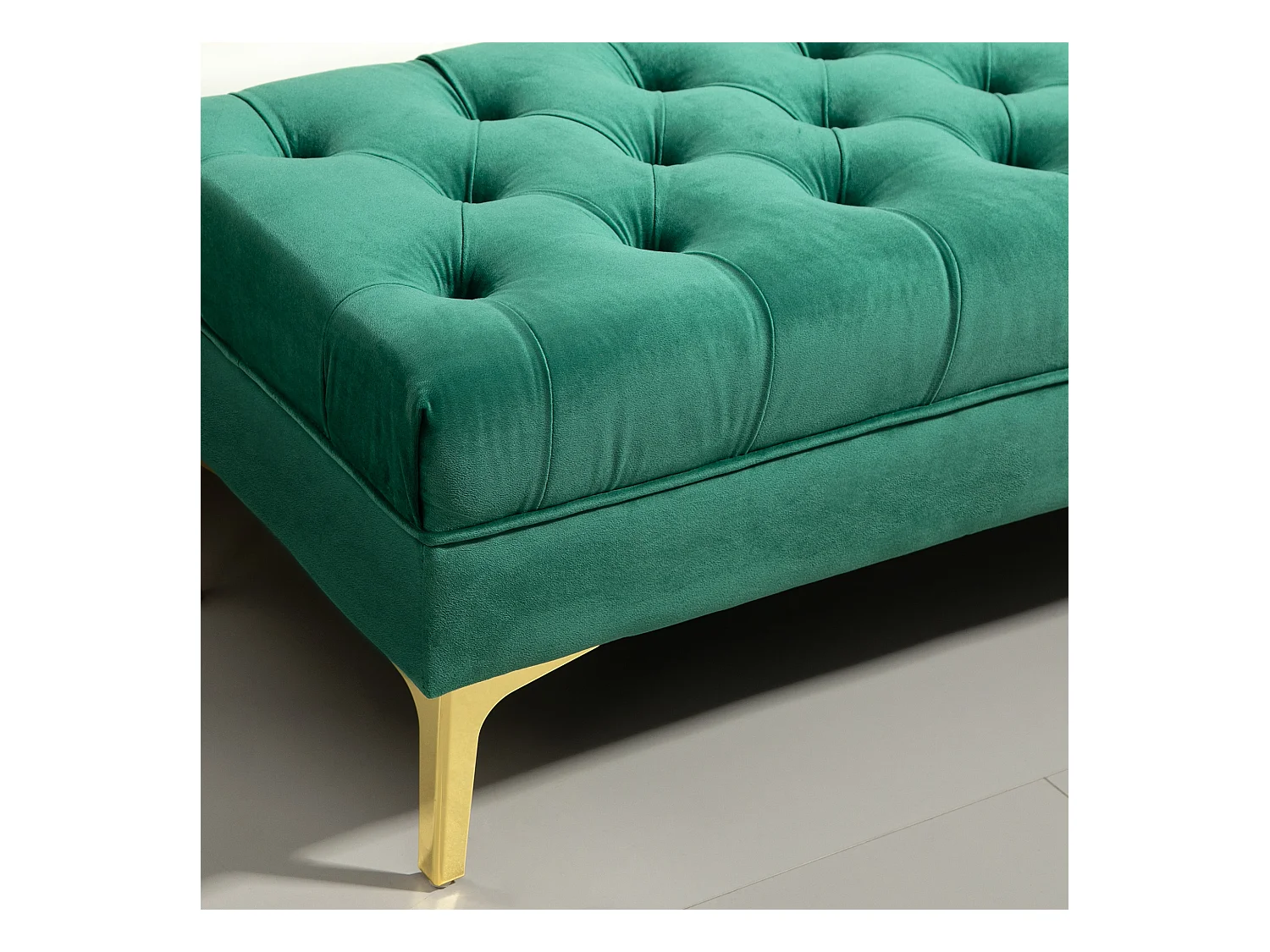 Panca fondo letto in tessuto effetto velluto trapuntato verde scuro